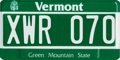 VT license plate XWR070