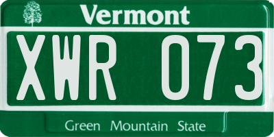 VT license plate XWR073