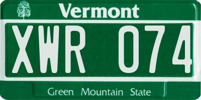 VT license plate XWR074