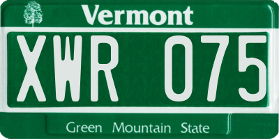 VT license plate XWR075