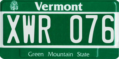 VT license plate XWR076
