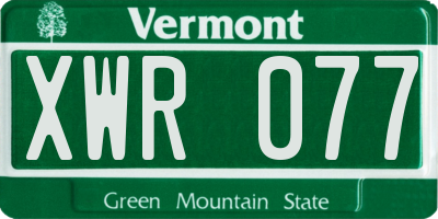 VT license plate XWR077