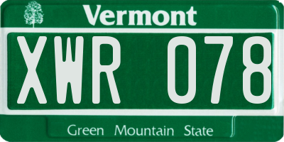 VT license plate XWR078