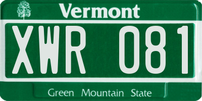 VT license plate XWR081