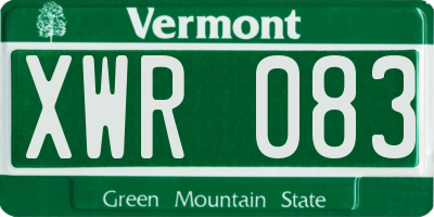 VT license plate XWR083
