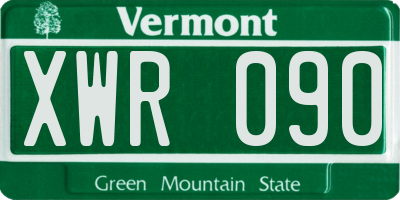 VT license plate XWR090