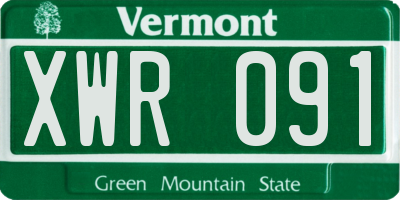 VT license plate XWR091