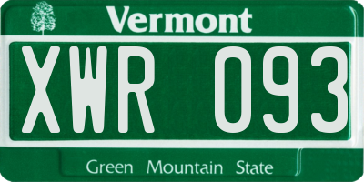 VT license plate XWR093