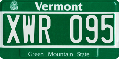 VT license plate XWR095