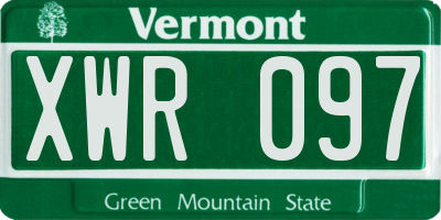 VT license plate XWR097