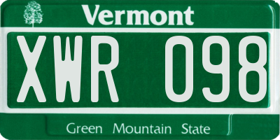 VT license plate XWR098