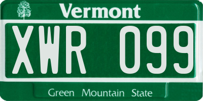 VT license plate XWR099
