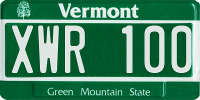 VT license plate XWR100