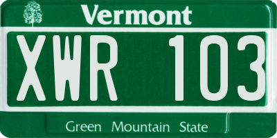 VT license plate XWR103