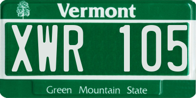 VT license plate XWR105