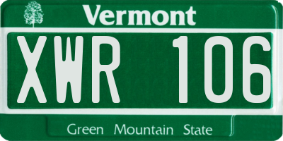 VT license plate XWR106