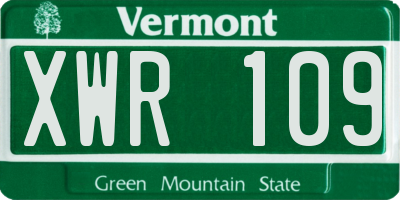 VT license plate XWR109