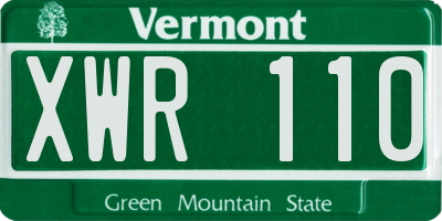 VT license plate XWR110