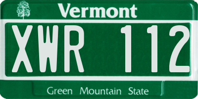VT license plate XWR112