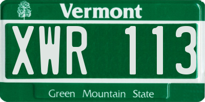 VT license plate XWR113