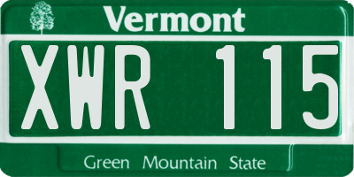 VT license plate XWR115