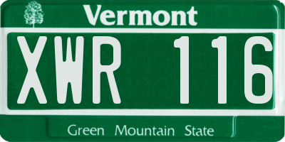 VT license plate XWR116
