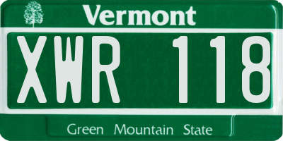 VT license plate XWR118