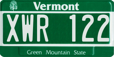 VT license plate XWR122