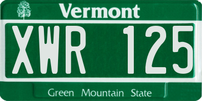 VT license plate XWR125