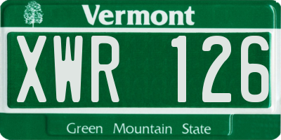 VT license plate XWR126