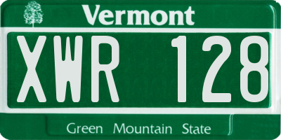 VT license plate XWR128