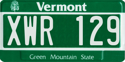 VT license plate XWR129