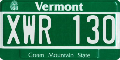 VT license plate XWR130