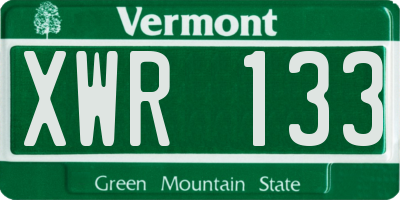 VT license plate XWR133