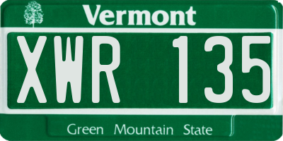 VT license plate XWR135