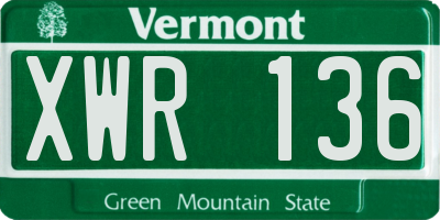 VT license plate XWR136