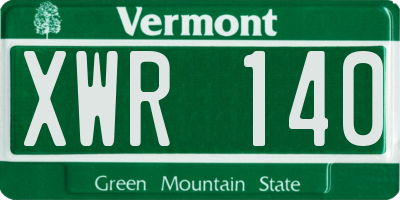 VT license plate XWR140