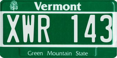 VT license plate XWR143