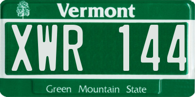 VT license plate XWR144