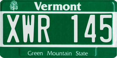 VT license plate XWR145