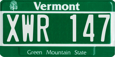 VT license plate XWR147