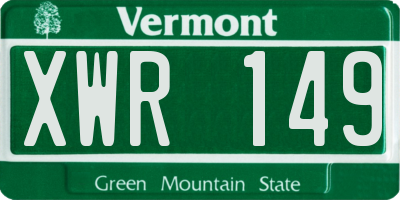 VT license plate XWR149