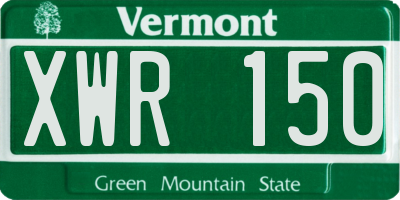 VT license plate XWR150