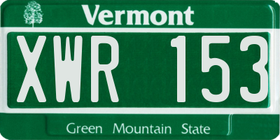 VT license plate XWR153