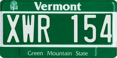 VT license plate XWR154