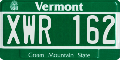 VT license plate XWR162