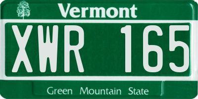 VT license plate XWR165