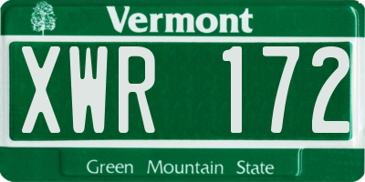 VT license plate XWR172