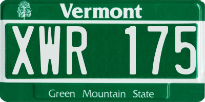 VT license plate XWR175