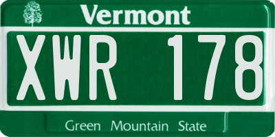 VT license plate XWR178